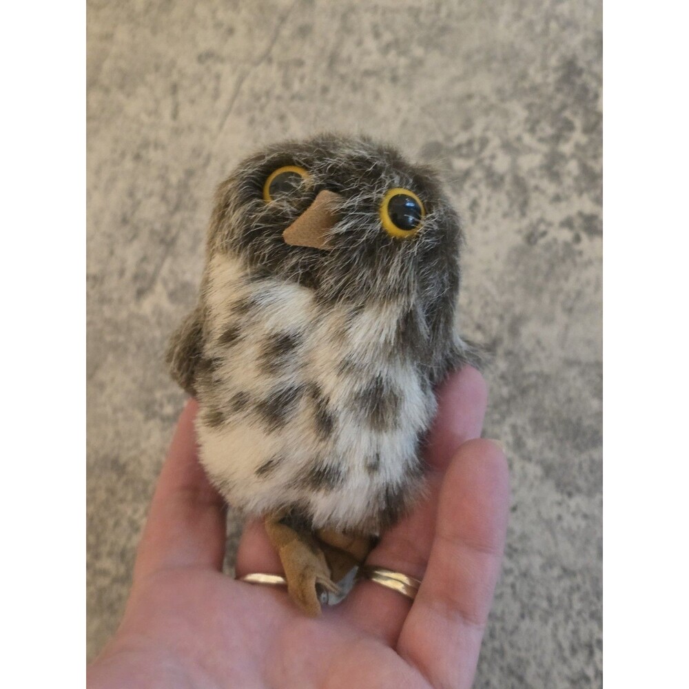 Folkmanis Mini Spotted Owl Realistic Finger Puppet 4" Stuffed Animal Plush